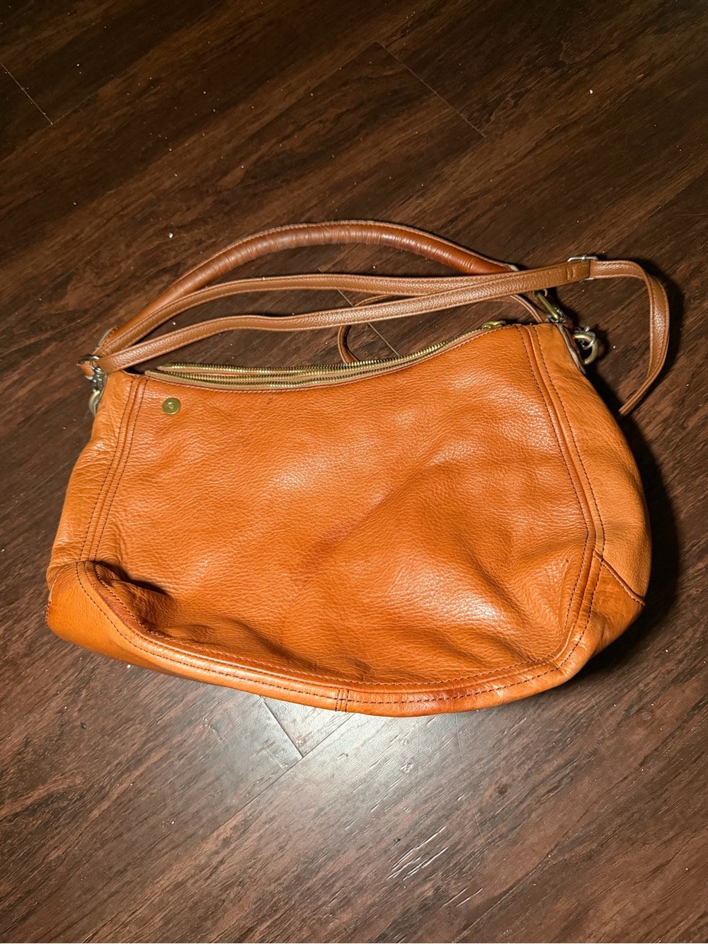 J. Crew Leather Shoulder Bag in Cognac Orange